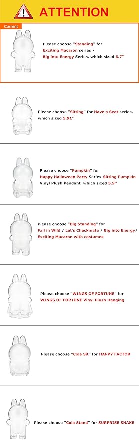 Protective Case for LABUBU The Monsters Exciting Macaron, Display Stand Acrylic Case Cover Accessories with Silicone Strap White - Standing Case, Clear