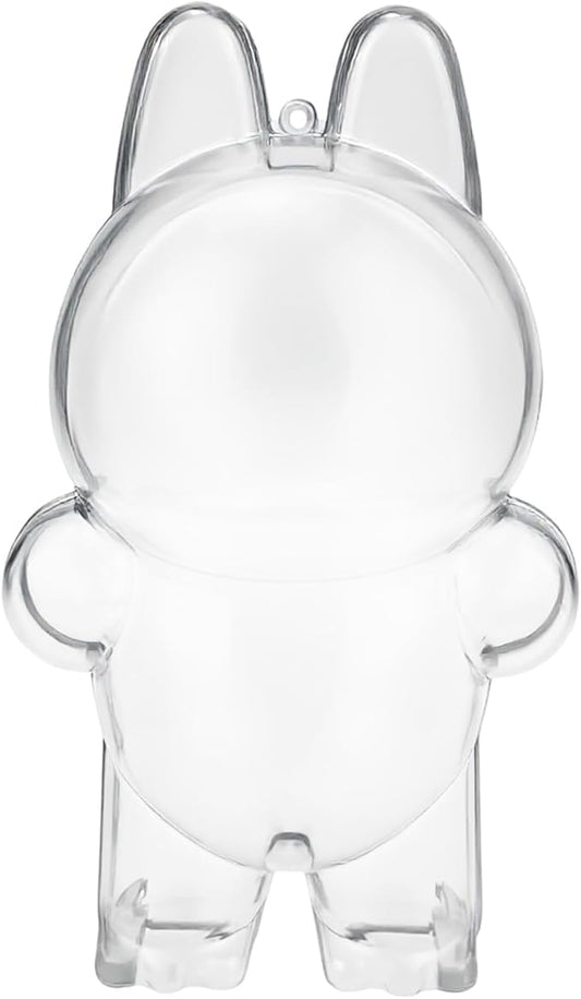 Protective Case for LABUBU The Monsters Big into Energy, Display Stand Acrylic Case Cover Accessories with Silicone Strap White - Standing Case, Clear