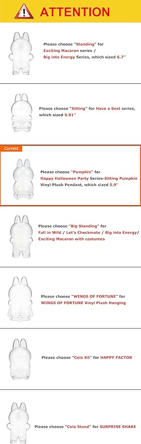 Case for LABUBU Happy Halloween Party Series Sitting Pumpkin, Display Box Hard Case Accessories Cover with Silicone Strap White - Pumkin, Clear