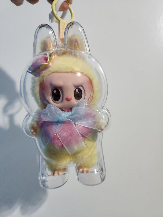 Protective Case for LABUBU Fall in Wild/ Let's Checkmate, Display Box Hard Cover Accessories with Keychain for Exciting Macaron with Costumes (Acrylic Case Only)