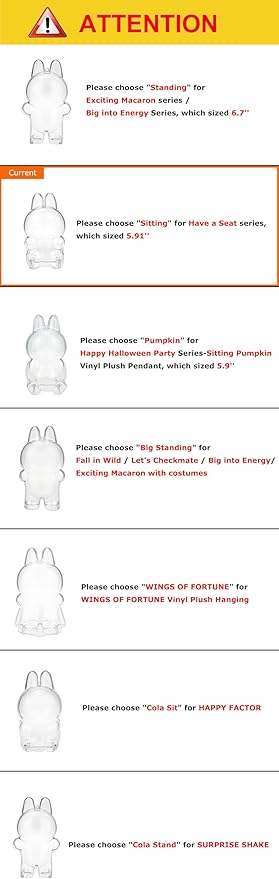Protective Case for LABUBU The Monsters Have a Seat, Display Box Hard Case Accessories Cover with Silicone Strap White - Sitting Case, Clear