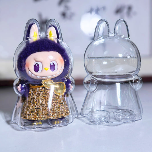 Protective Case for LABUBU Wings of Fortune, Display Box Hard Acrylic Case Accessories Cover with Keychain (Case Only) - Clear