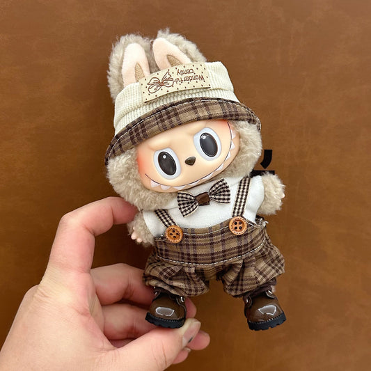 Vintage Plaid Suspender Outfit for Labubu (Fits Gen 1/2/3)